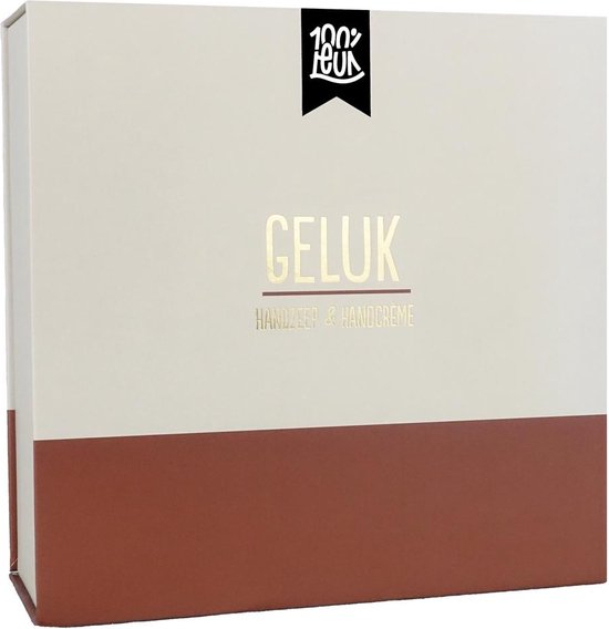 100%LEUK - Luxe cadeaubox 'Geluk zit in kleine dingen' - Geschenkset vrouwen - Cadeau voor vrouw - Pakket met handzeep en handcrème