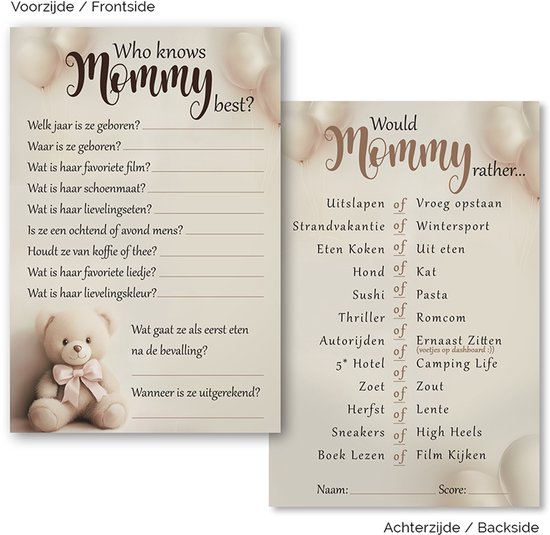 20 stuks Babyshower invulkaarten - Babyvoorspellingen - cadeau voor mama - babyshower invulboek babyshower voorspellingen - babykaarten - invulkaarten - babyvoorspellingen - Baby invulboek - Baby gastenboek - Babycadeau - Baby invulkaarten