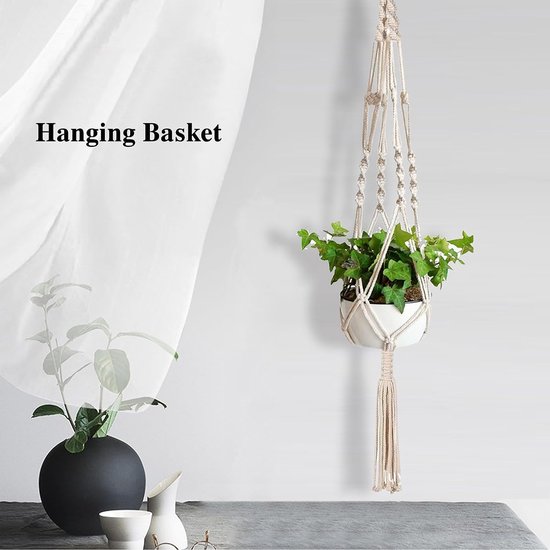 3 stuks macramé plantenhangers voor binnen, hangplantenpot voor planten, houder met 3 haken, verschillende maten voor boho-woondecoratie