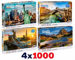 4 Puzzels VOORDEELPACK! 4x1000 Grafix Puzzel 1000 Stukjes x4 Volwassenen - Volumevoordeel - Puzzels - 4 Verschillende Puzzels