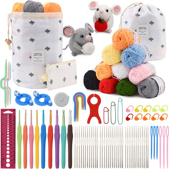 64-Delige Crochet Set – DIY Haaknaalden & Accessoires met Opbergcase – Beginners Starter Kit