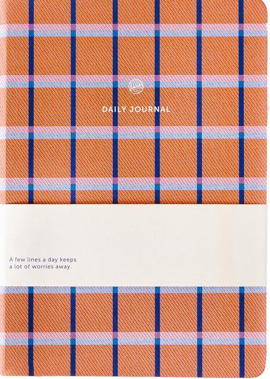 A-journal Dagboek - Daily Journal - 5 minuten dagboek - Oranje Lila Blauwe Ruit