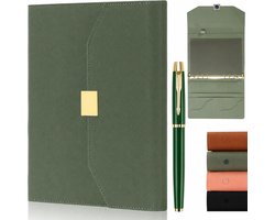 A5 Notitieboek met Pen – Luxe Navulbaar Lederen Journal – Zakelijke Planner met 6-Rings Mechanisme – Hardcover Dagboek met Magneetsluiting en Kaartvakken – Ideaal Cadeau voor Dames en Heren