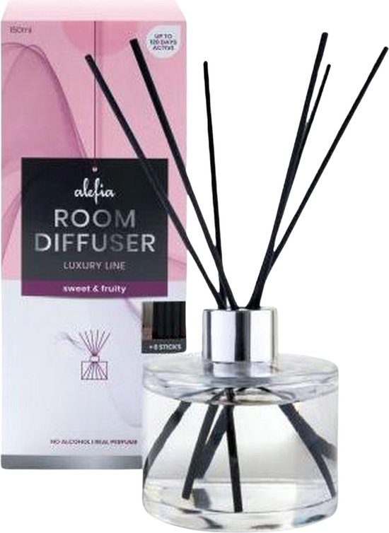 Alefia | Geurstokjes | Huisparfum van 150 ml in de geur Sweet & Fruity - Luxury Home Perfumes