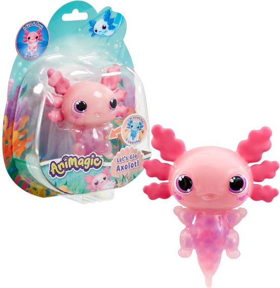 Animagic Let's Glo Axolotl Roze - Speelfiguur - Lichtgevende Axolotl