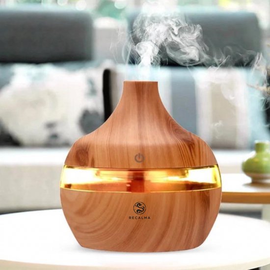 Aroma Diffuser 300 ml - Etherische Olie Verstuiver - Luchtbevochtiger - Houten design - Sfeervolle LED verlichting - upbreathingAromadiffuser - Ultrasoon - Vernevelaar - Geur verspreider