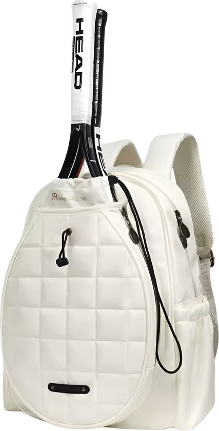 Avoir Avoir® - Tennisrugzak voor Heren en Dames - Duurzaam Nylon/Polyester - Retro Rits - Veelzijdig Draagbaar - Padel, Badminton, Rackettas - Wit