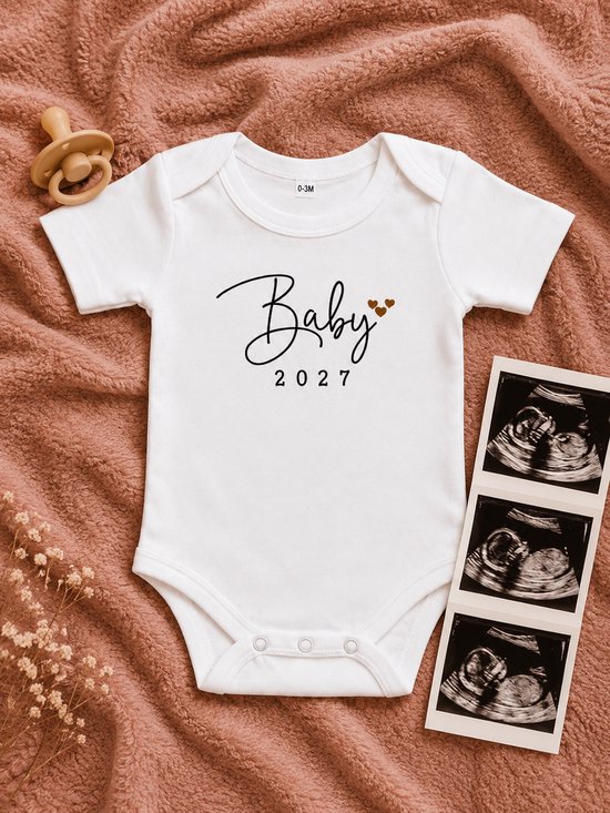 Baby Rompertje 2027 - Wit Goud - Aankondiging Zwangerschap Bekendmaking Zwangerschapsaankondiging - 3 Maanden Maat 62 - Jullie Worden Opa en Oma - In Verwachting Cadeau - In Verwachting Aanstaande Mama Papa - Oom Tante - Pregnancy announcement