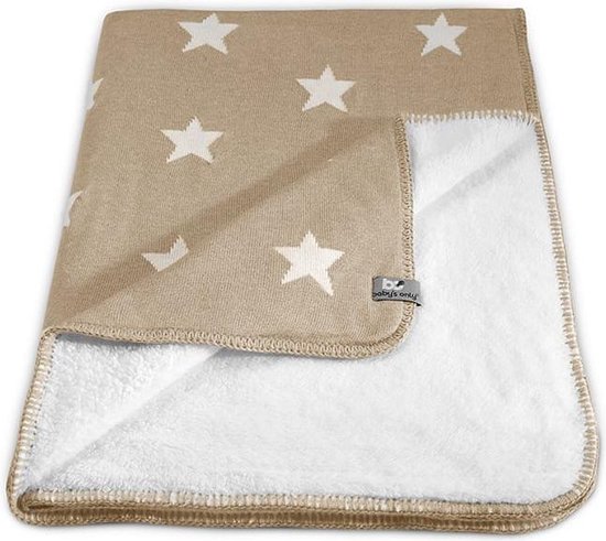 Baby's Only Gebreide wiegdeken teddy - Baby deken Star - Beige/Wit