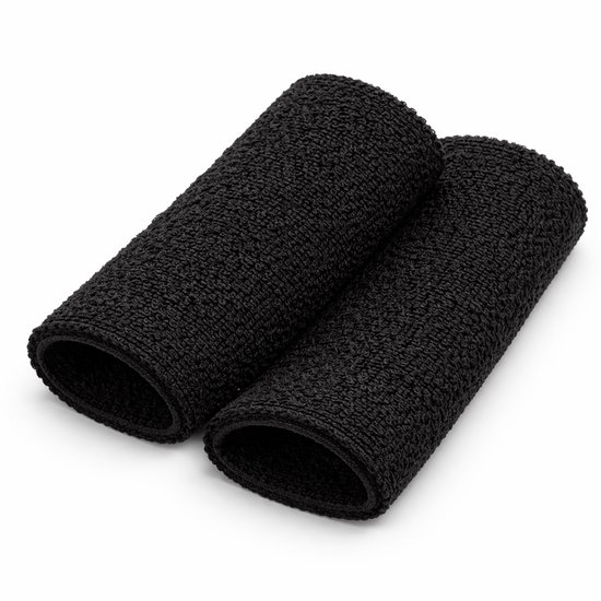 Benza - Polszweetband - Set van 2 - Zwart 15 x 8 cm – Badstof Zweetband – Absorberend – Sport Polsband voor Fitness, Hardlopen, Tennis & Padel