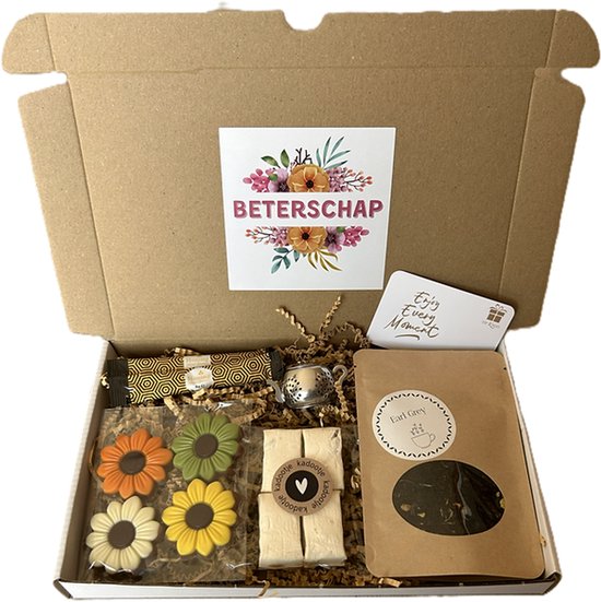 Beterschap thee chocolade brievenbus cadeau - theezeefje - nougat - honing - chocolade - honing