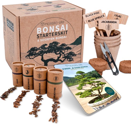 Bonsai Starters Kit met Uitgebreide Instructies – Bonsai Zaden Kit – Binnen Boompje Kweken – Kamerplanten – Kweekset Cadeau – Geschenkset