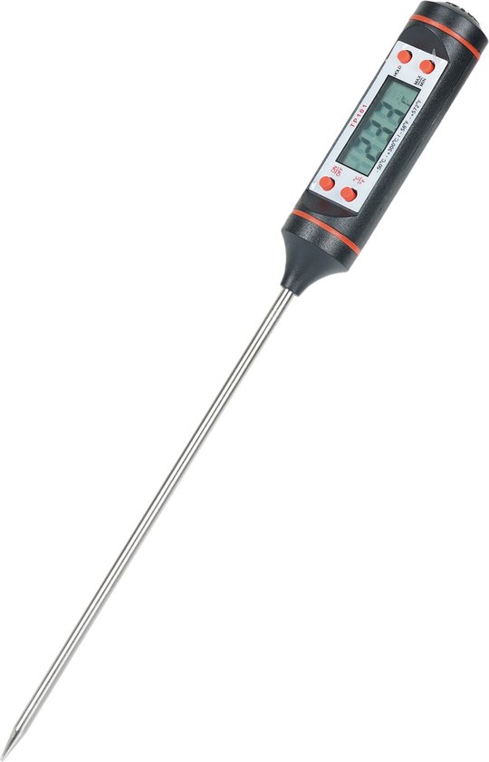 Brauch TP200- Thermometer - Keukenthermometer - RVS - Voedsel Melk, Vlees, BBQ, Water, Zwart Rood - Oven