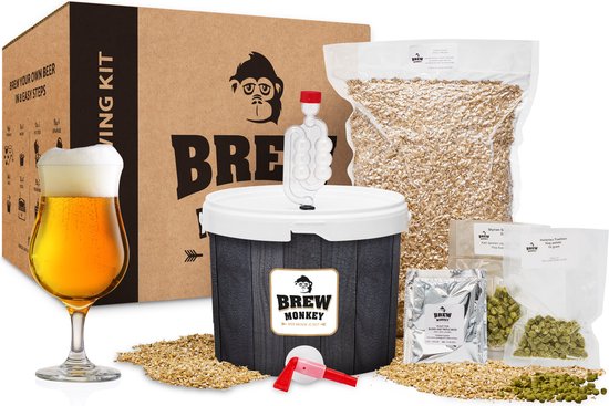 Brew Monkey Basis Tripel - Bierbrouwpakket - Zelf Bier Brouwen Bierpakket - Startpakket - Gadgets Mannen - Cadeau - Cadeau voor Mannen en Vrouwen - Verjaardag Cadeau Mannen Cadeau voor man - Kerstcadeau - Kerstpakket - Sinterklaas cadeautjes
