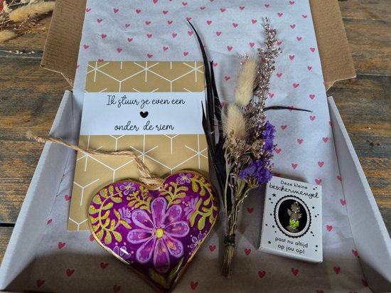brievenbus cadeau bescherm engel/hart/droogbloemen/hart onder de riem/troost/kracht/denk aan je