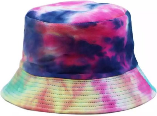 Bucket Hat Tie Dye - 2 in 1 Zonnehoed Strandhoed Vissershoed - Blauw