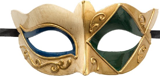 Carnival Toys Verkleedmasker Venetiaans Dames Goud/groen