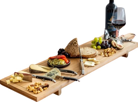 Cookinglife Serveerplank XXL - Bamboe - 100 x 26 cm - Extra Grote Tapasplank - Gemaakt van Duurzaam Bamboe - Voor het Stijlvol Serveren van Hapjes en Gerechten