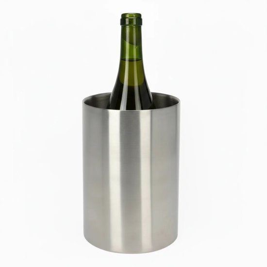Cookinglife Wijnkoeler Brushed - Champagne En Flessenkoeler - Wine Cooler - RVS - Zilver - Elegant Geborsteld Design, 12 x 18 cm