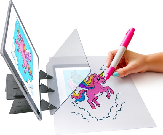 Crafts&Co Tekenprojector voor Telefoon & Tablet - Leren Tekenen & Kleuren voor Kinderen en Volwassenen - DIY - Tekenmachine Beginners - Tekenspullen - Interactief Speelgoed - Schoencadeau voor Meisjes & Jongens - 4, 5, 6, 7, 8, 9, 10+ Jaar - Zwart