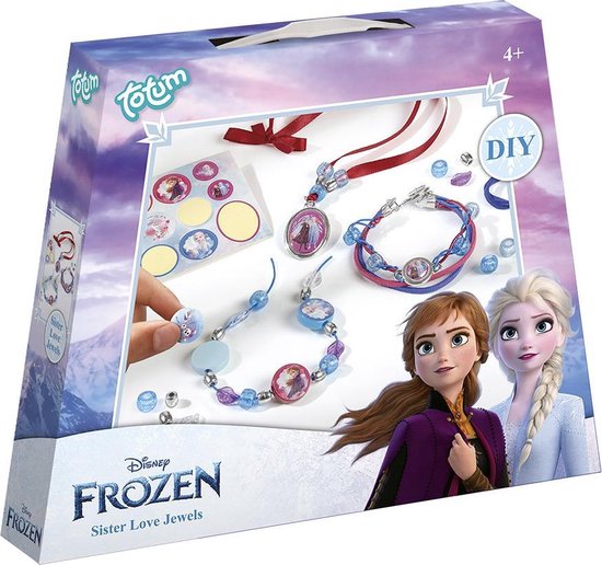 Disney Frozen Sieraden maken - 2 armbandjes en 1 ketting - Sister Love Jewels - Anna en Elsa - Speelgoed Kinderen - Knutselen - Voor meisjes en jongens - Vanaf 4 jaar - Totum