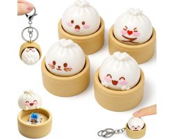 Dumpling Fidget Toy - 4 Stuks - Toetsenbord Fidget -Toetsenbordklikker met klikgeluid - Stressverlichtend sensorisch speelgoed - Stressverlichtend - Sleutelhangertje - Cadeau - Voor op kantoor, onderweg - Wit