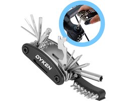 Dyken Multitool Fiets Reparatieset - 20 delige Fietsgereedschap voor Onderweg - Fiets Accessoires - Zwart