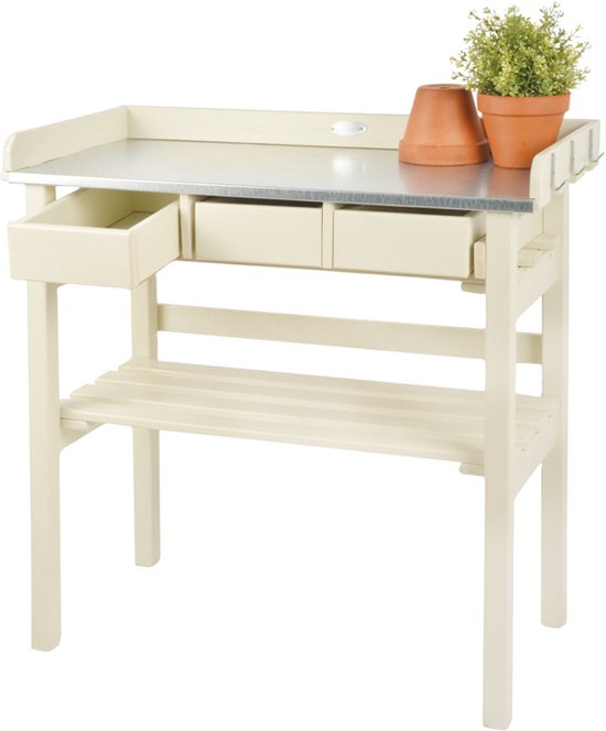 Esschert Design Tuinwerktafel met Lades Wit CF29W