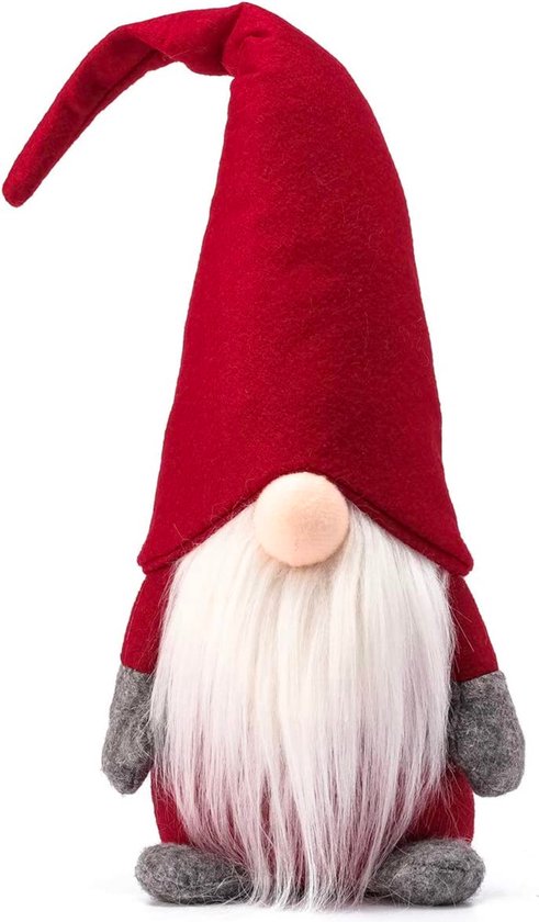 FLOOQ Gnoom Rood - Kerstbeelden & Figuren - Kerst Kabouter - Kerstdecoratie voor binnen - Kerstboomversiering - Gnomes - 1 stuk
