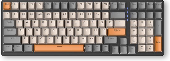 Fuegobird K3 Mechanisch Gaming Toetsenbord - 100keys - Rode Switch - QWERTY - Mechanical RGB Backlight Keyboard - Grijs/Oranje