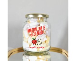 Gepersonaliseerd Cadeau Geslaagd met Naam - Snoeppot Diploma Uitreiking - Examen Cadeau Tip - Originele Felicitatie Graduation - Gepersonaliseerd Cadeau Afstuderen - Rijbewijs Gehaald Cadeau - Cadeau Zwemdiploma - Gevulde Snoeppot met 200 gram Snoep