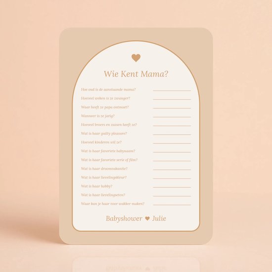 Gepersonaliseerde Gender Reveal & Babyshower invulkaarten – Wie Kent Mama - Boho Zand met Beertje - 20 Stuks - Babyshower Cadeau - Babyshower Spelletjes