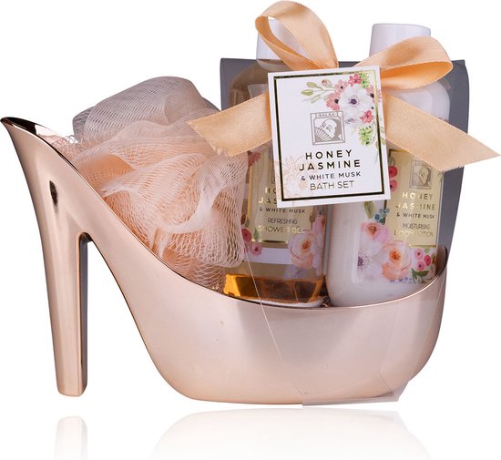 Geschenkset Vrouwen - Honey Jasmine Vewenpakket in Shiny Rosé Pump - Verjaardag cadeau vrouw, moeder, oma, vriendin, mama, zus