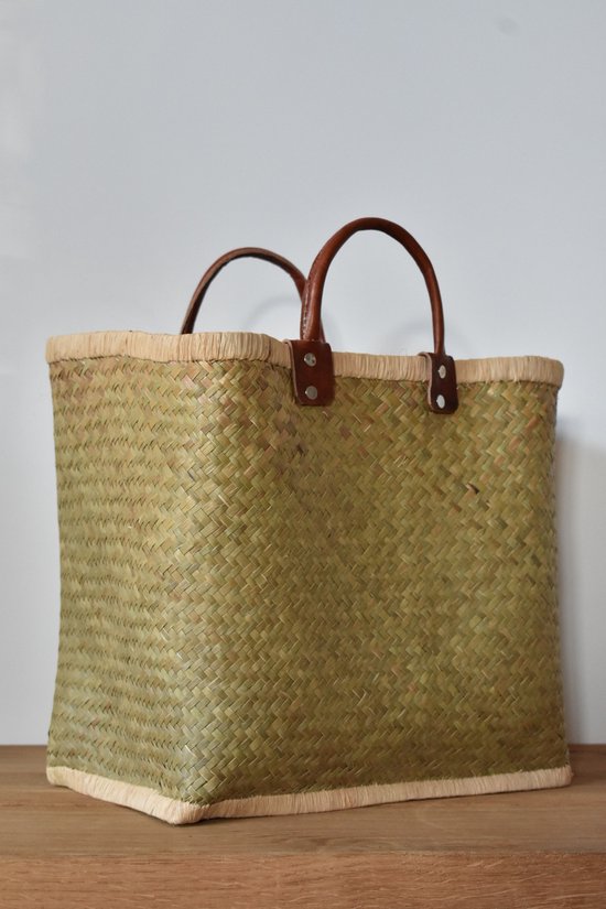 Gone Arty - Boodschappentas - Shopper - Boodschappenmand - Rieten strandtas - Gevlochten Fairtrade Ibiza style tas - Strandtas Ibiza - Tas