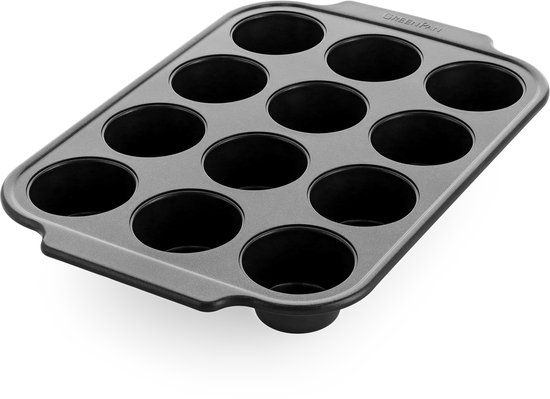 GreenPan Bistro Muffinvorm - 12 muffins - PFAS-vrije antikleeflaag - Keramische bakvorm - Ovenbestendig tot 230°C - Zwart