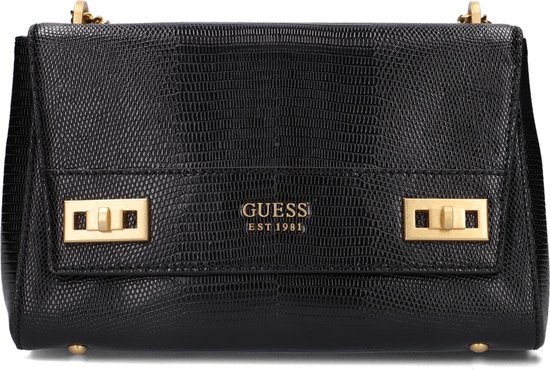 Guess Katey Flap Shoulder Bag Dames Tas - Zwart - One Size