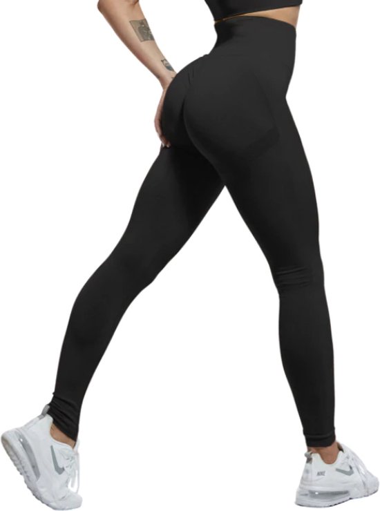 Gym Revolution - Sportlegging dames - Sportkleding dames - Sportbroek dames - Sportlegging - Push up - Shape legging - Sportlegging dames high waist - Hardloopbroek dames - yoga legging dames - Zwart Maat M