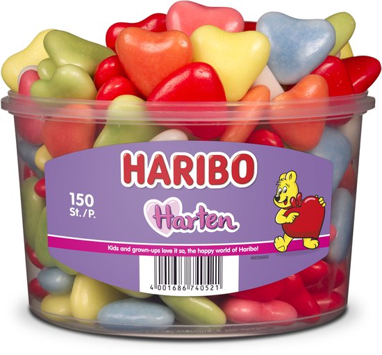 Haribo Harten - snoep met scuim - 150 stuks silo