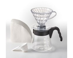 Hario V60 Set (inclusief Dripper (kunststof), Server (Glas), Filters en Maatschepje)