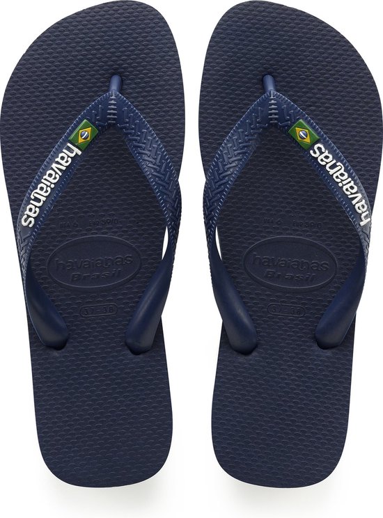 Havaianas Brasil Logo Unisex Slippers - Donkerblauw - Maat 39/40