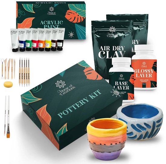 Home of creations - klei - knutselpakket volwassenen - diy pakket volwassenen - pottenbakken - klei gereedschap - luchtdrogende klei - compleet pakket!