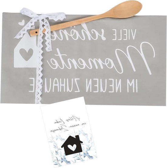 Housewarming Cadeauset - Nieuw Huis Cadeau - Verhuizing Vieren - Theedoek met Spreuk - 29x20x2 cm - Niet gespecificeerd
