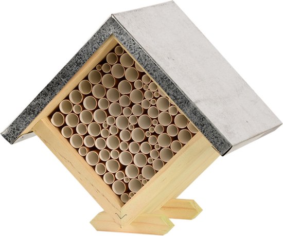 Houten bijenhuis/bijenhotel 18 cm - Hotel/huisje voor insecten - Wespenhuis/wespenhotel
