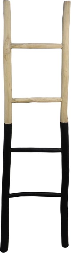 HSM Collection Decoratieve ladder - 45x4x150 - Naturel/zwart - Teak