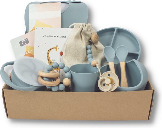 Kids Cultures | Giftbox XL | Blauw | Kraamcadeau jongen & meisje | Kraammand | Babyshower cadeau | Kies uit 6 unieke kleuren