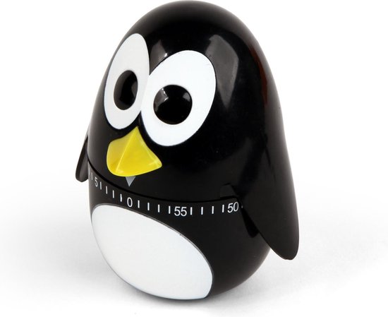 Kikkerland Kookwekker - In een vorm van een penguin - 60 minuten timer - Keuken accessoires