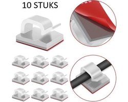 Knaak Kabel Clips - 10 stuks - Zelfklevende Kabelhouders - Wit - Voor Bureau, Muur & Meubel