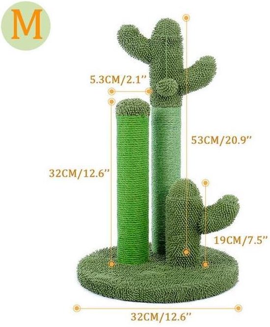 Krabpaal Cute Cactus Pet Cat Tree Toys met Ball Scratcher Posts for Cats Kitten Climbing Tree Cat Toy Beschermende meubels - AMT0066GN