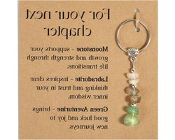 Kralen sleutelhanger voor vrouwen, edelsteen sleutelhanger, cadeau voor nieuwe beginnen, geluk brenger, afscheidscadeau voor vriendin of collega, met kaart inbegrepen