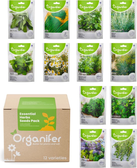 Kruidenzaden Pakket – 12 Essentiële Soorten - Organifer